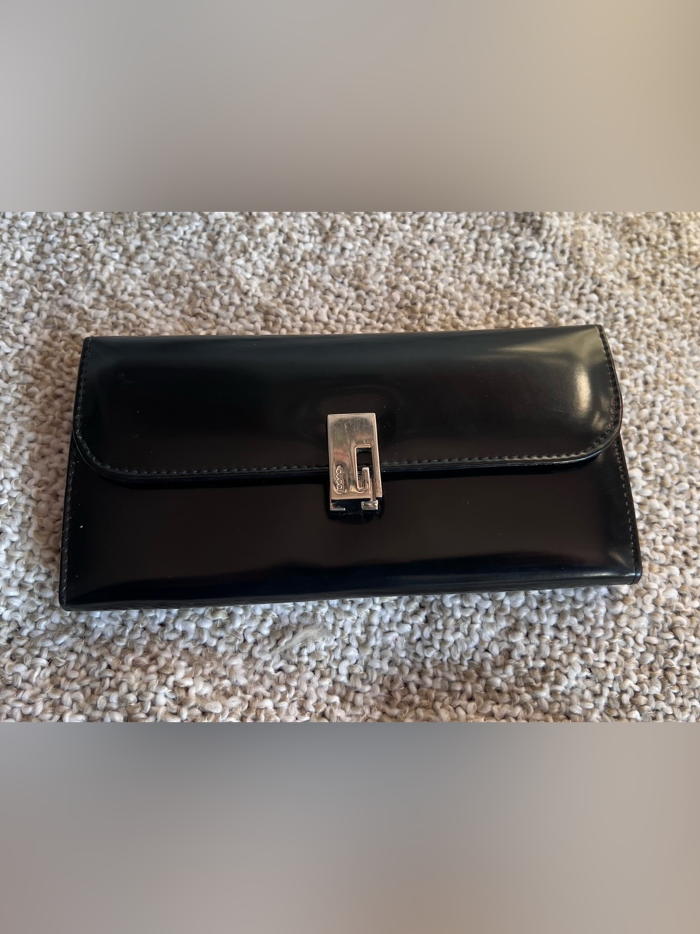 Authentic Vintage Gucci Black Patent Leather Continental Wallet